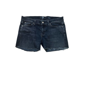 7 For All Mankind Jean Denim Short Dojo Dark Wash Denim Stretch Cut Off 30